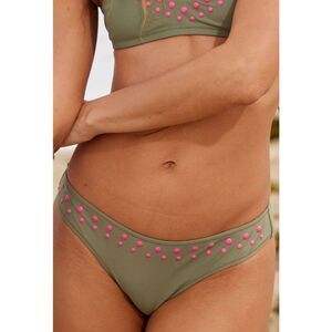 Aerie Green and Pink Studded Cheeky Bikini Bottom Size Medium New